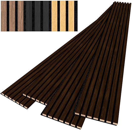 4 PCS Wood Slat Acoustic Panels for Stylish Decor and Noise Reduction(Sample Pack of Oak, Walnut Oak, Walnut, Matte Grey)