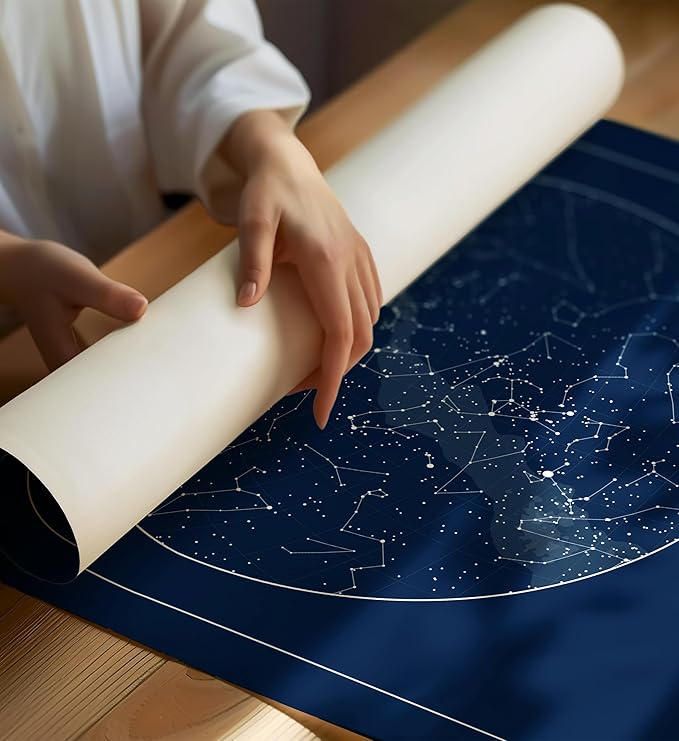 CELESTORY Custom Star Map Framed Night Sky Print Constellation Map Star Chart Gift Wall Art Poster Personalized Star Map for Specific Date Unique Gifts for Him Meaningful Gifts for Her - Midnight Blue