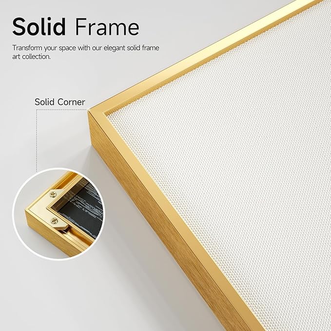 Large Framed Tree of Life Gold Wall Art, Modern Canvas Prints Paintings Artwork for Walls, Luxury Golden Big Tree Pictures for Bedroom Dining Room Fireplace Office Living Room Wall Decor