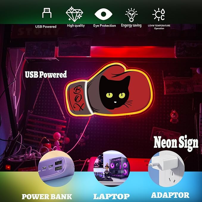 Boxing Set Neon Light LED USB 5V Boxing Set Neon Light Styling Strange Vibrant Feeling With Cute Patterns Suitable for Bedroom Living Room Restaurant Bar Club Party Decoration Gift Business Shop