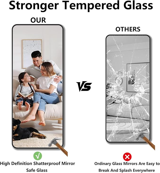 Koonmi Metal Framed Bathroom Mirror, 30"X71" Anti-Rust Bathroom Vanity Mirror, High-Definition Tempered Glass Bathroom Mirrors for Over Sink, Modern Decorative Wall Mirror for Restroom