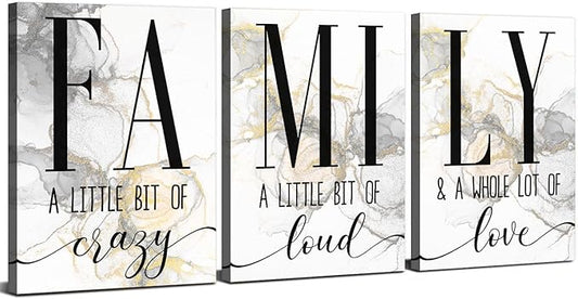 Large Family Canvas Wall Art Set of 3, Marble Fluid Texture Living Room Wall Decor Inspirational Quotes Christian Pictures Kitchen Signs Family Painting Artwork Bedroom Office Home Decorations 24x36in