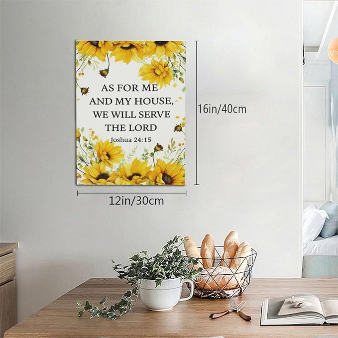 Christian Sunflower Scripture Canvas Wall Art Motivational Flowers Bible Verse Wall Decor Picture Inspirational Bible Quotes Artwork God Psalm Religious Faith Art Painting Print Decoration for Living Room Bedroom Church Framed Gifts 12”X16”