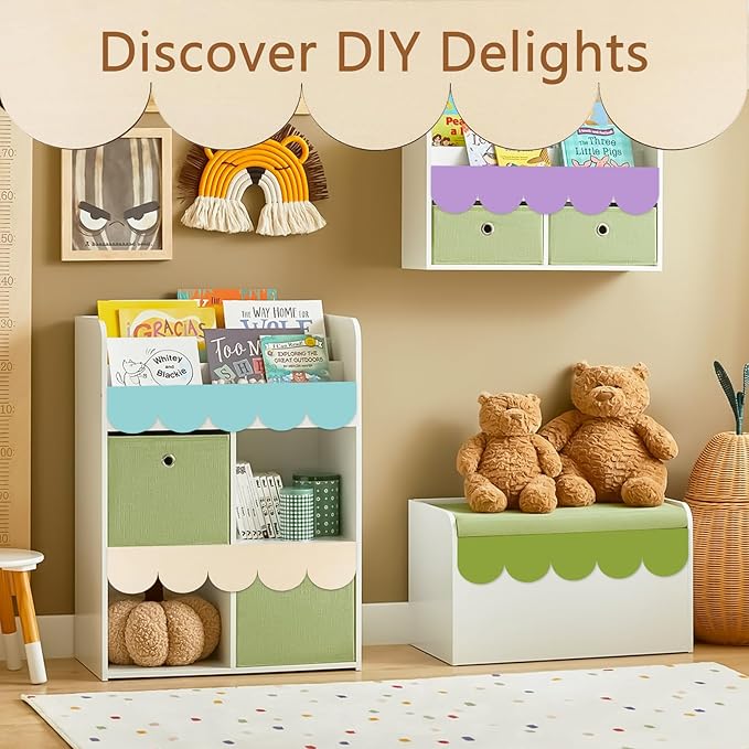 12Pcs Unfinished Scalloped Decorative Wood Trim with Glue Dots, 15.75" x 3.54" Scalloped Wooden Edging Trim Cute DIY Moulding Trim for Home Wall Cabinet Window Door Decor, Interior & Exterior Use