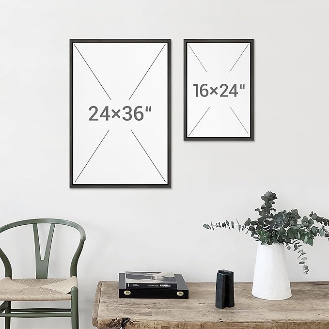 MUDECOR Framed Canvas Print Wall Art Minimalist Earthy Neutral Brown Abstract Illustrations Realism Decorative for Living Room, Bedroom, Office - 16"x24"x3 Black