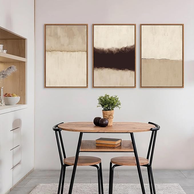 CHDITB Large Abstract Framed Canvas Wall Art Set, Modern Neutral Wall Decor, Minimalist Textured Wall Painting, Beige Blown Art Print for Living Room, Bedroom, Dining Room, Office, Bathroom -16"x24"x3