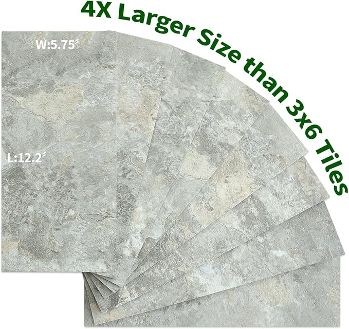 AULIGET 2-Piece Peel and Stick Backsplash Wall Tiles, 6" x 12" Grey & Beige Slate PVC Faux Stone Stick on Tiles for Backsplash Kitchen