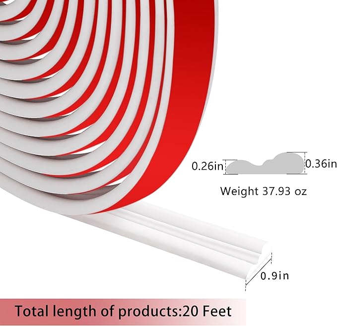 moonoom 20 Ft x 0.9''Wall Decoration Molding Trim,Self-Adhesive 3D Chair Rail Panel Molding, Flexible DIY Wall Trim for Wall Mirror Window Frame and Home Decoration