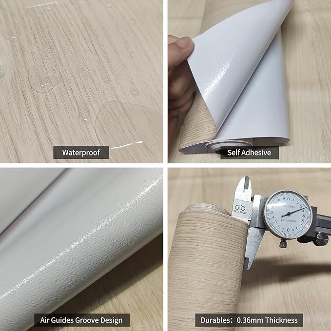 31.5"x590" Large Size Wood Contact Paper Beige Light Wood Wallpaper Peel and Stick Wood Vinyl Wallpaper for Bedroom Walls Living Room Waterproof Removable Contact Paper Wood Grain Vinyl Wrap