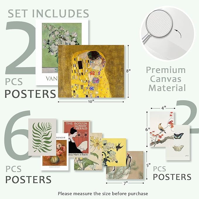 KBKBART Eclectic Wall Art Decor, 10 PCS Colorful Eclectic Wall Decor for Bedroom, Posters for Room Aesthetic, Funky Home Decor Gallery Wall Art Prints, Maximalism Famous Artist Painting