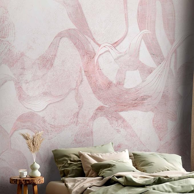 artgeist Wall Mural Faux Cement 135x101 in - Peel and Stick Self-Adhesive Wallpaper Removable Large Sticker Foil Wall Decor Print Design Mural Abstract Beige Rosy f-A-10118-a-b