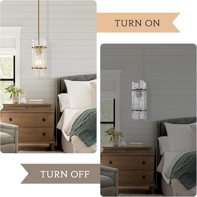 Modern Gold Crystal Pendant Light for Kitchen Island, Luxury Mini Water Ripple Glass Chandelier Lights Fixture, Round Adjustable Hanging Pendant Lighting for Dining Room Bedroom Hallway (1-Pack)