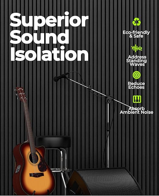 4 PCS Wood Slat Wall Panels, 92.5 x 11 Inch Sound Proof Panels for Walls, Wood Wall Panels for Interior Wall Decor for Home, Office, Studio (Matte Grey)