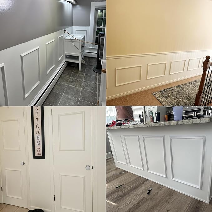 NeatiEase 8 Set Peel and Stick Wall Molding Trim Kit, 24" x24" Premade Wainscoting Panels, Self Adhesive Moulding Panel for Interior Walls Picture Frame