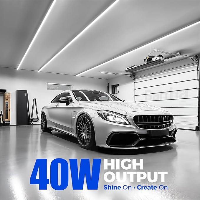 Barrina LED Shop Lights, 40W 5500LM 5000K, 4FT Integrated Fixture, V Shape,T8 Light Tube, Daylight White, Clear Cover, High Output, LED Shop Lights for Garage Warehouse Workshop Basement (Pack of 6)