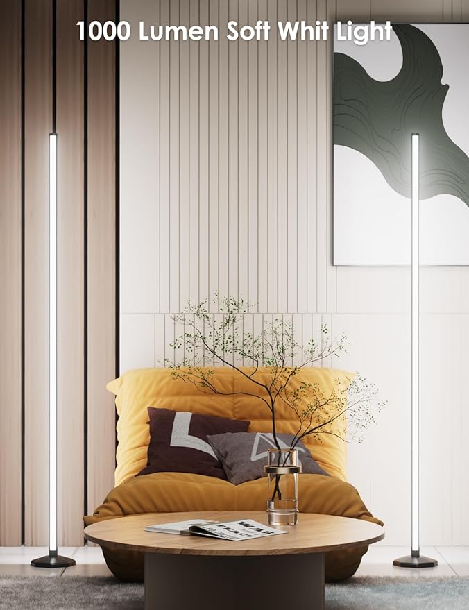 2PCS RGB Corner Floor Lamp, 65" Color Changing LED Floor Lamp Music Sync Light Bar Bluetooth APP Remote Control 16 Million DIY Colors, Light Timing, Mood Ambient Lighting