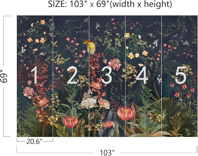 Cliouar-Idyllic Flower Girl Room Wallpaper Mural Bedroom Living Room Decor 103" x 69"(Not Self-Adhesive)