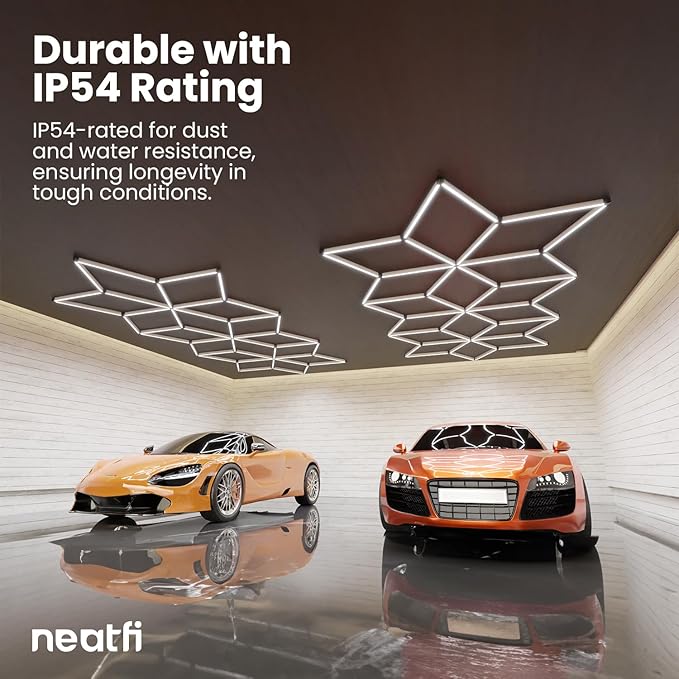 Neatfi Modern LED Garage Light, 36,120 Lumens, 361.2W, 6500K, IP54 Rated, Ceiling Lighting for Car Detailing, Auto Shops, Workshops, and Gyms (Snowflake Pattern, Cool White)