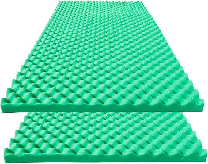 2 Pcs Acoustic Foam Egg Crate Panel,48''X24''X2'' Studio Foam Wall Panel,High Density Noise Fireproof Cancelling Soundproof Foam (Green)