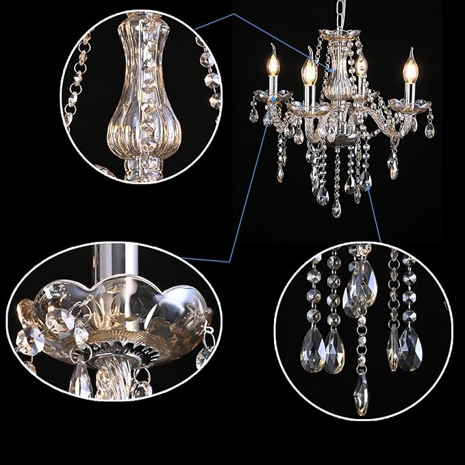 MALOSA Cognac Crystal Chandeliers,Mini Chandelier,Small Chandelier for Bedroom,Dining Room,Living Room,Kitchen Island