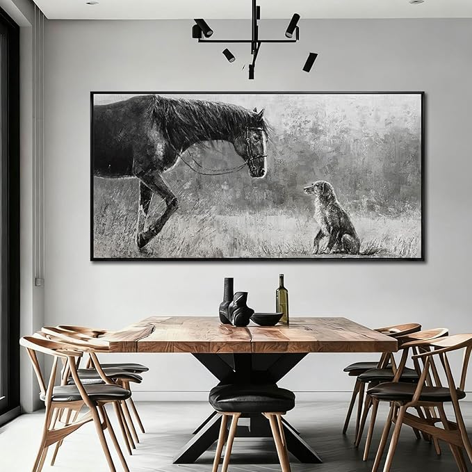 Animal Canvas Wall Art Vintage Print Pictures Farmhouse Wall Decor 29"x58" Bedroom Artwork for Over Bed Office Decorations