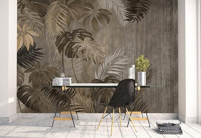 Cliouar-Turtle Backed Bamboo Plantain Leaf Plant Wall Mural Wallpaper for Bedroom Living Room 182" x 122" (Not Self Adhesive)