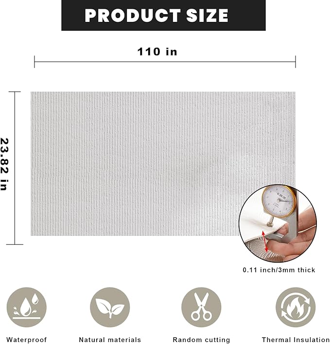 3D Wall Panels Peel and Stick – 23.82"x110" PVC Faux Texture, Self Adhesive Waterproof Wall Covering, DIY Accent Wall, Sofa Background Backsplash & Modern Home Decor, Covers 18 sq.ft