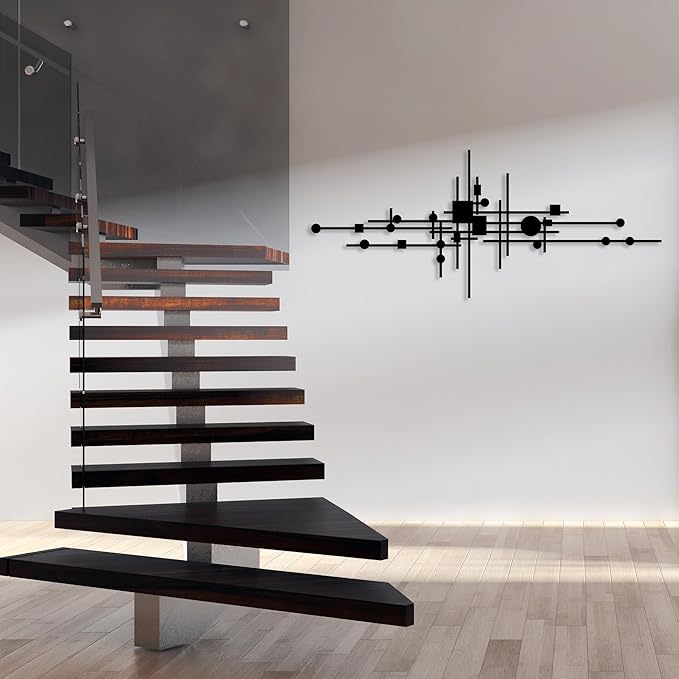 Modern Geometric Abstract Metal Wall Art, Modern Luxury Wall Decor, Mid Century Sign, Large Metal Wall Sculpture for Home, Layered Wall Decoration, Wall Hanging for Hallway Decor