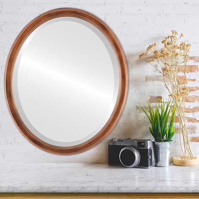 OVALCREST Oval Beveled Wall Mirror for Home Decor - Toronto Style - Sunset Gold - 18" x 14"