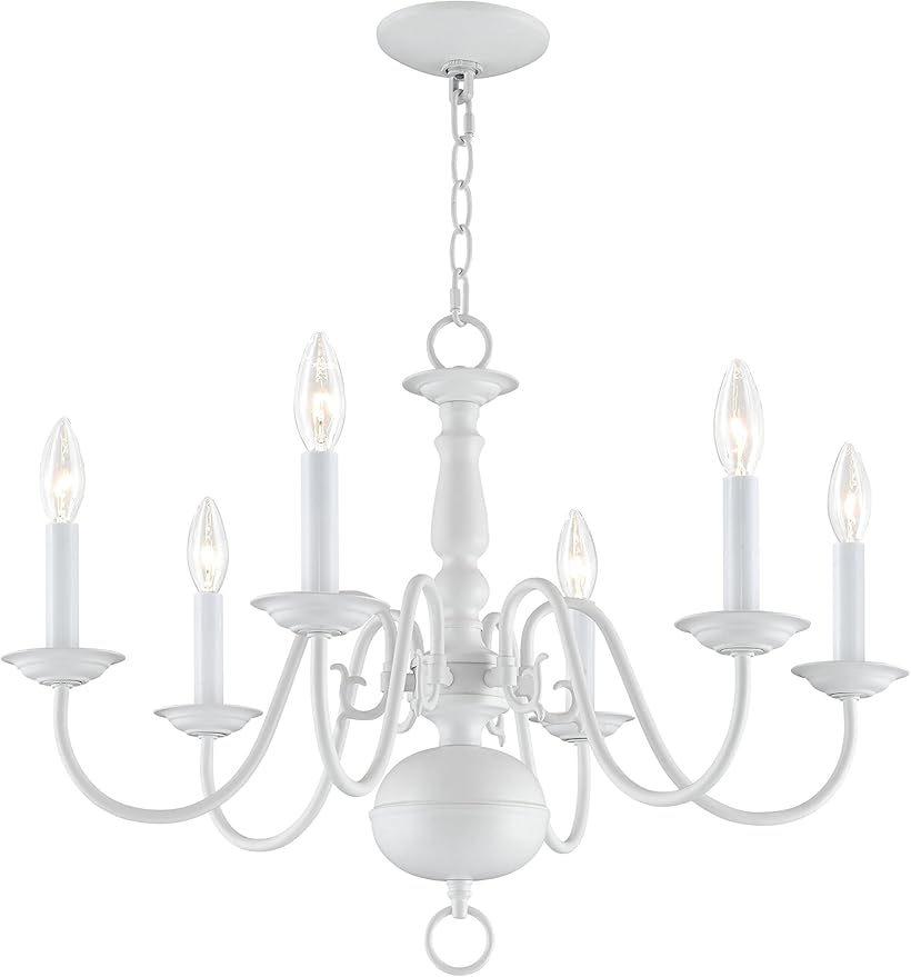 Livex Lighting 5006-03 Williamsburgh 6-Light Chandelier, White