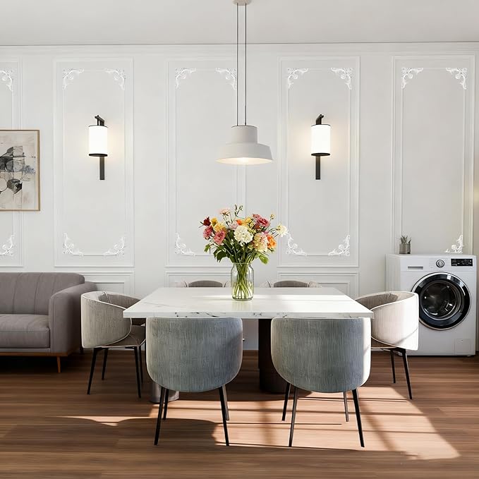 4 Pack Ceiling Molding Kit - 13.4'' x 13.4'' French Style Corners Murals Trim Accent Wall Decor with Flowers Pattern Decorative Panels for Christmas Fireplace Medallion Wall Cabinet Staircase DIY