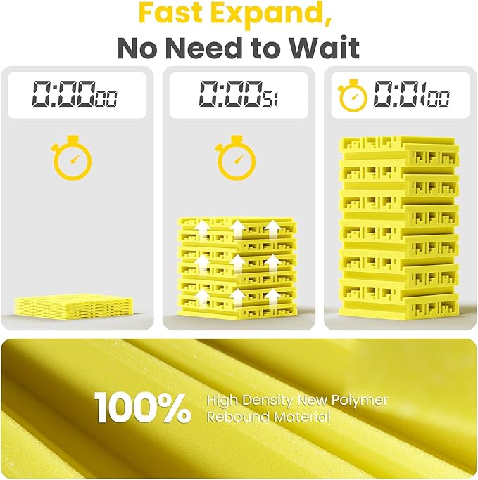 12 Pack Acoustic Foam Panels for Walls, 12" x 12" x 2" Soundproof Wall Panels, Self-Adhesive Soundproofing Padding, High Resilience Sound Absorbing Panels for Home Studios, Offices - Yellow