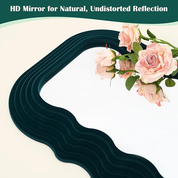 Living Room Mirrors for Wall Decor, 14x28 Arch Wall Mounted Mirror for Girl Teen Women Bedroom Decoration, Cute Hanging Wall Art Room Aesthetics for Modern Tropical Home Office (Dark Green)