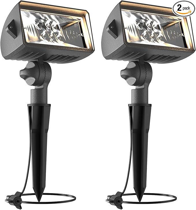 VENUS MANUFACTURING 2 Pack Low Voltage Wall Wash Lights 12V LED Landscape Lighting 18 Watt 600 Lumen Flag Light 2700K Warm White Metal Outdoor Spotlight Black Trees Light for Garden & Yard