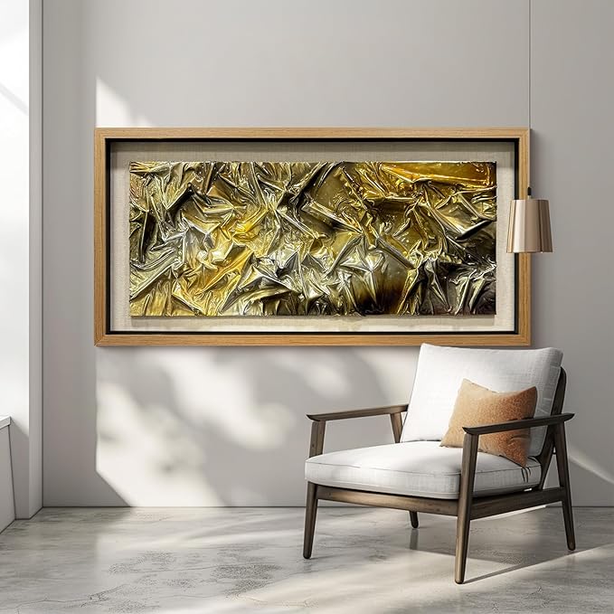 BrightA Liquid gold texture leather 3D wall art with double-sided hanging gold and silver texture reliefs, suitable for enterprise walls (horizontal/vertical) 31.5"x59"