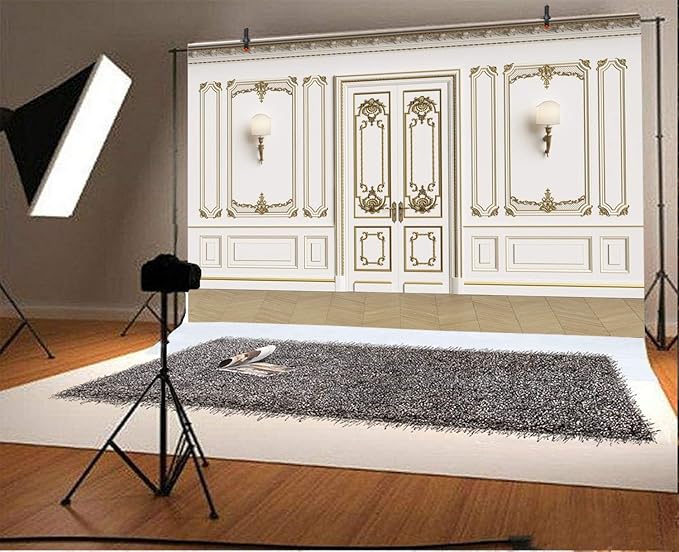 Leyiyi 6x4ft Vintage Room Inside Backdrop European Frame Decor French Door Modern Castle House Cementery Wall Empty Building Photo Background Cowboy Kids Birthday Portrait Studio Prop Vinyl Wallpaper
