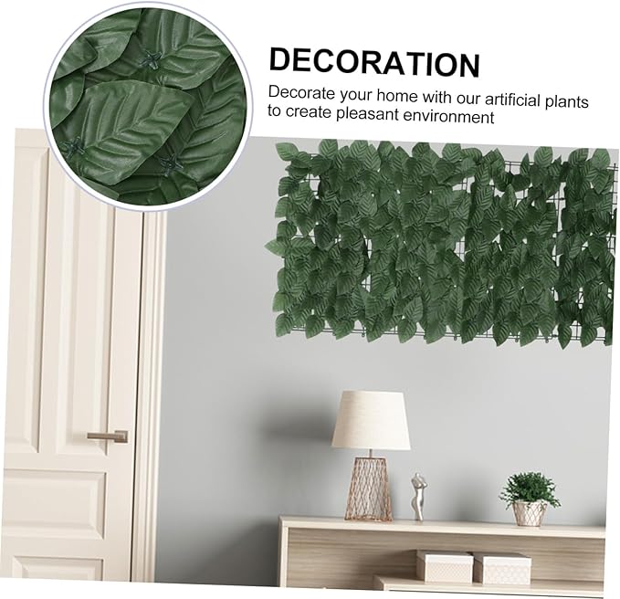 Artificial Leaf Hedge Fence Panel with Clasps UV Resistant Privacy Screen for Garden Balcony Wall Realistic Green Faux Leaves Decorative Outdoor Privacy Fence