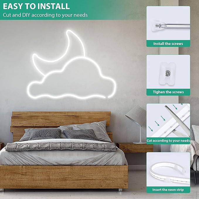 Lamomo LED Neon Lights, 32.8ft White Dimmable LED Rope Lights, 24V Waterproof LED Strip Lights, Silicone 6000K Flexible Neon Light Strip for Bedroom Indoor Home Decor (Power Adapter Included)