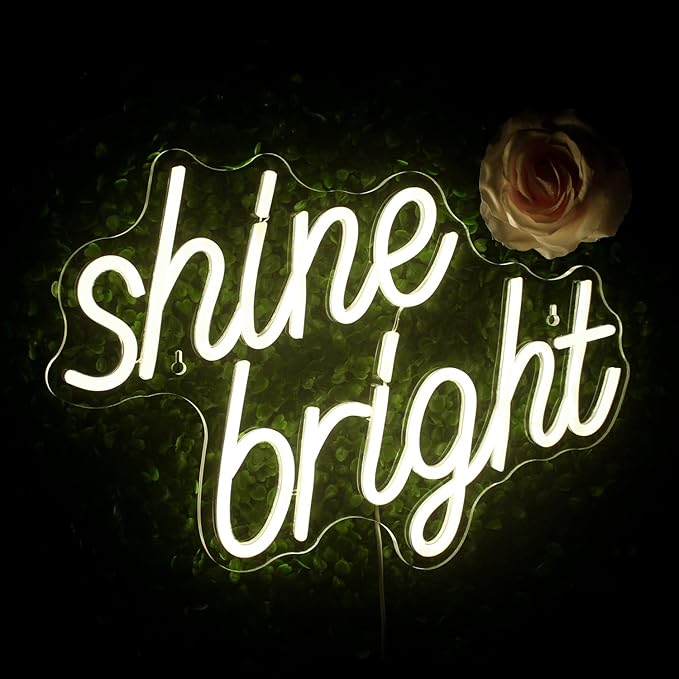 LooKLight Shine Bright Neon Sign,Warm White Neon sign Neon Light Sign,Led Signs for Wall,Neon Signs for Wall Decor,USB Led Neon Signs Wedding For Bar Party Home Bedroom Wall,Bedroom Club