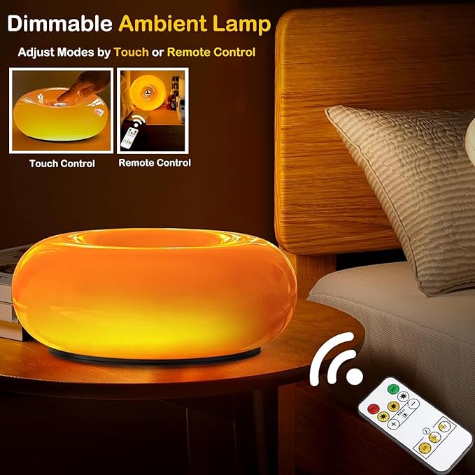 Creative Design Atmosphere Donut Lamp, Plug- in Bedsided Wall Sconce Or Ambient Lighting, Modern Orange Donut Light for Warm Decoration,Cute Table Light for Children's Room Or Living Room