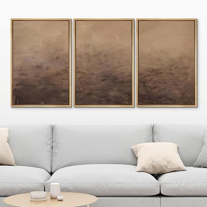 MUDECOR Framed Canvas Print Wall Art Minimalist Earthy Neutral Brown Abstract Illustrations Realism Decorative for Living Room, Bedroom, Office - 16"x24"x3 Natural