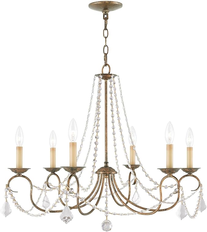 Livex Lighting 6516-71 Pennington 6 Light Chandelier, Hand Applied Venetian Golden Bronze