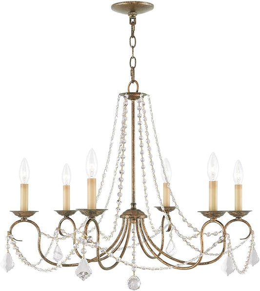Livex Lighting 6516-71 Pennington 6 Light Chandelier, Hand Applied Venetian Golden Bronze