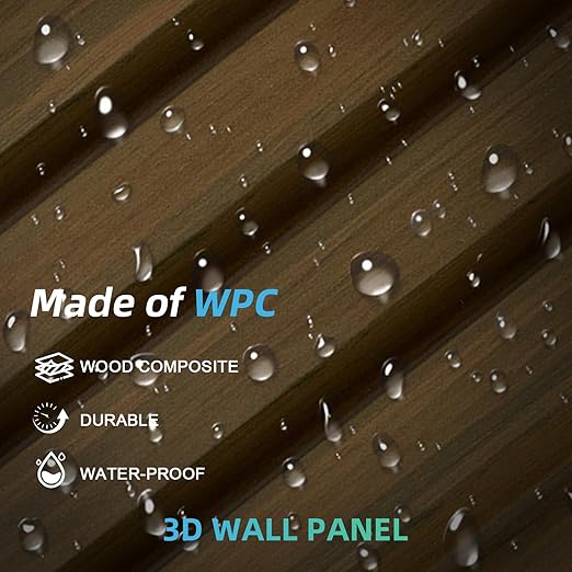 3D Faux Wood Wall Panels for Exterior – Waterproof WPC Decorative Siding Slat Covering, Outdoor UV 7.55 FT (L) x 0.53 FT(H) Resistant Wall Decor, Easy Install Design (Brown, Pack of 5 Piece)