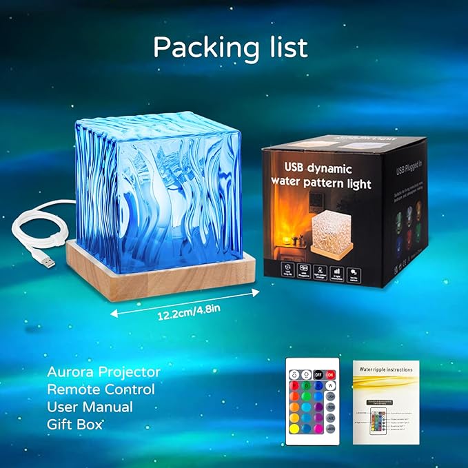 Northern Lights Projector, Aurora Light Projector Luminorthe Cube Lamp Mood Ambient Lighting with 16 Colors and Aurora Drift Effects for Room Decor Teen Girl Gifts Classroom