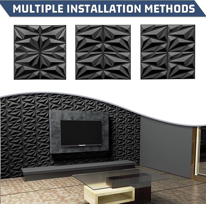 33 Pack 3D Textured Wall Panels 12x12'' – Durable PVC Wall Coverings, Easy Install & Waterproof – Modern Accent Decor for Living Room, Bedroom (Covers 33 Sq.Ft.)