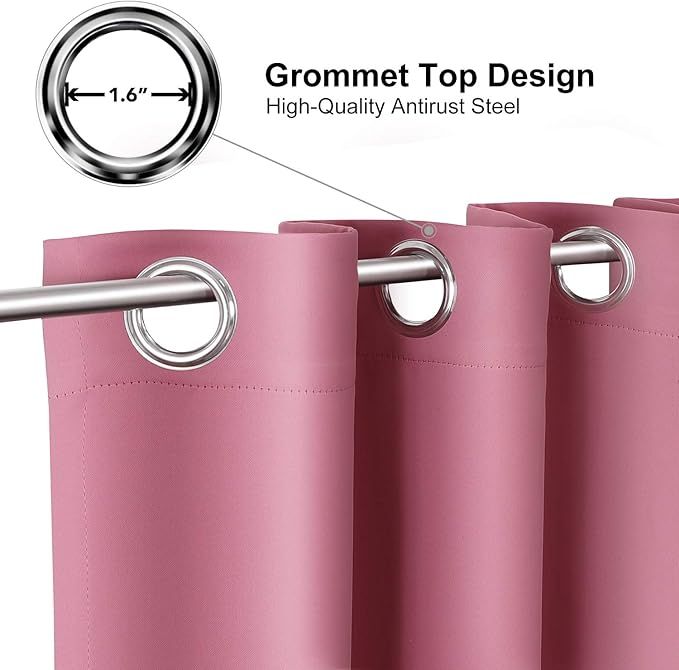 ChrisDowa Blackout Curtains 78 inches Long for Bedroom - Grommet Thermal Insulated Room Darkening Curtains for Living Room (1 Panel, Pink, 42 x 78 Inch)