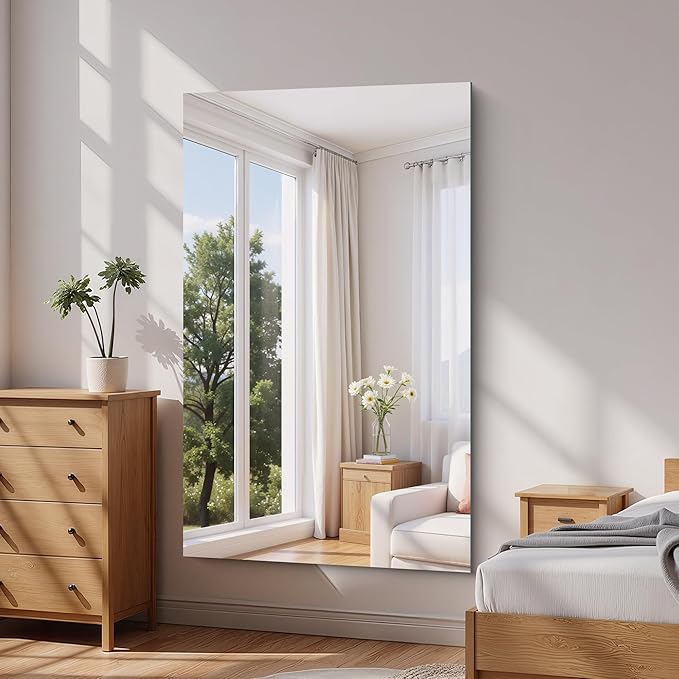 KOCUUY Large Frameless Mirror,60x36 Inch Rectangle Bathroom Vanity Mirror for Over Sink, Upgraded Shatterproof Unframed Design for Bedroom, Living Room, Entryway