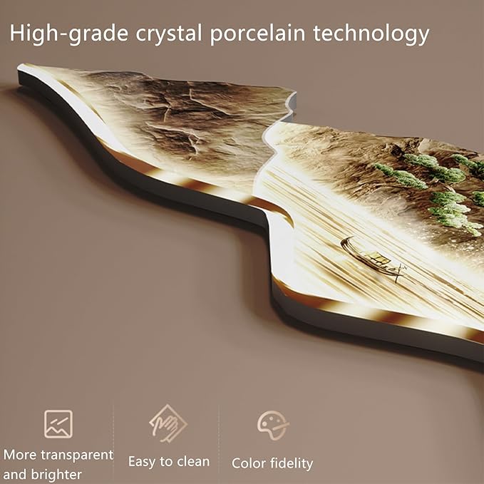 Large 3D Wall Art Decor ,Living Room Hanging Mural,Modern Wall Art, Handmade Wall Sculpture with Lighting Strip Oriental Decor, Traditional Chinese Welcoming Wall Hanging Painting Home Decor(D,120*40c