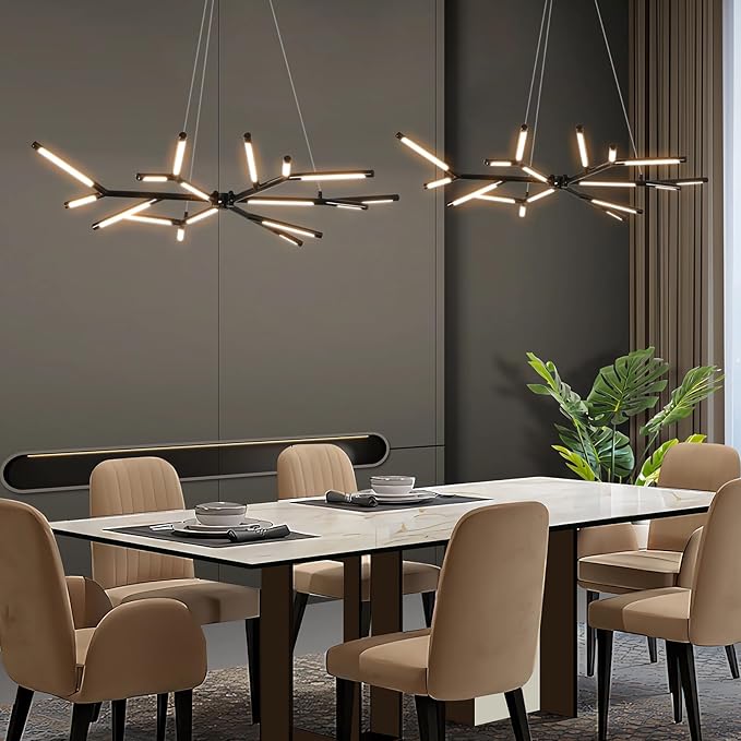 Modern LED Chandeliers Flush Mount Linear Art Deco Chandelier Fixture Sputnik Pendant Light for Dining Room,Staircase,Bedroom,Bathroom,Living Room,Foyer and Kitchen Island Easy to Install lighting